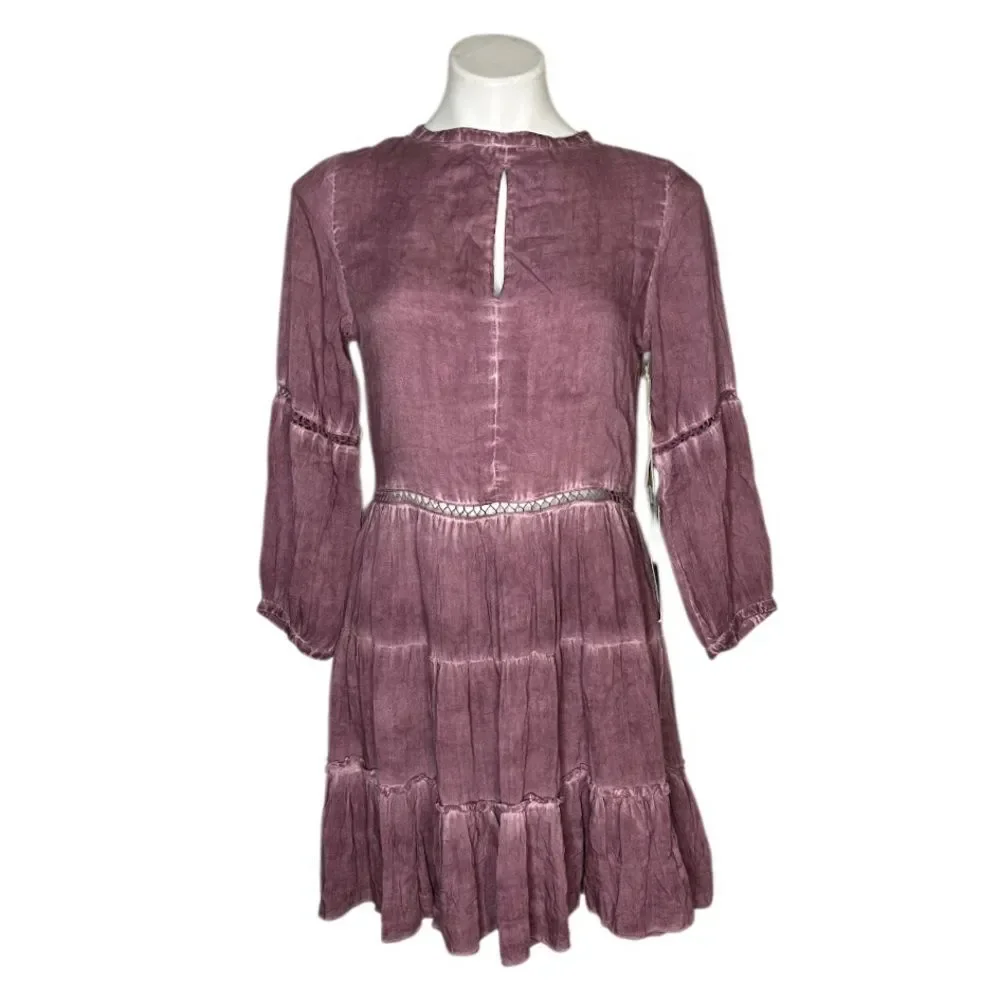 SEA GYPSIES Forever Flounce Dress Dress Purple Plum Boho Mini Size Large NEW